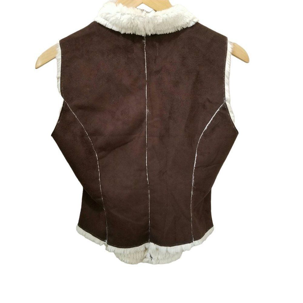 Ashley by 26 Internationa Faux Suede Shearling Vest Size M - Picture 2 of 5